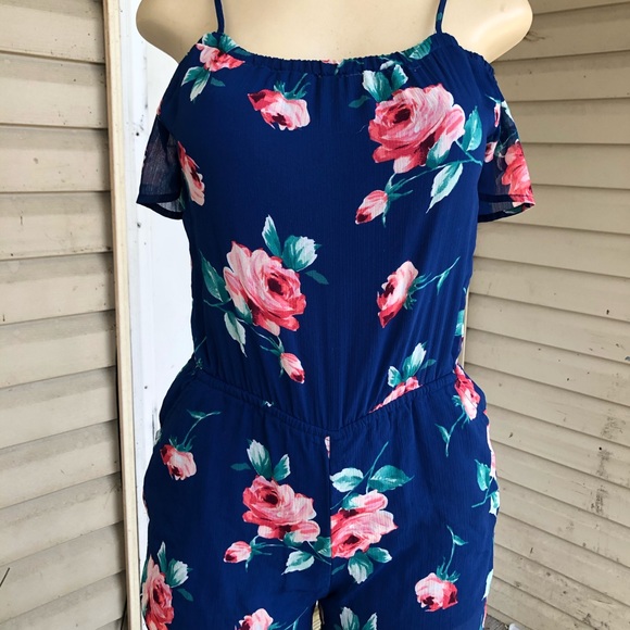 Abercrombie kids blue floral romper - Picture 2 of 9